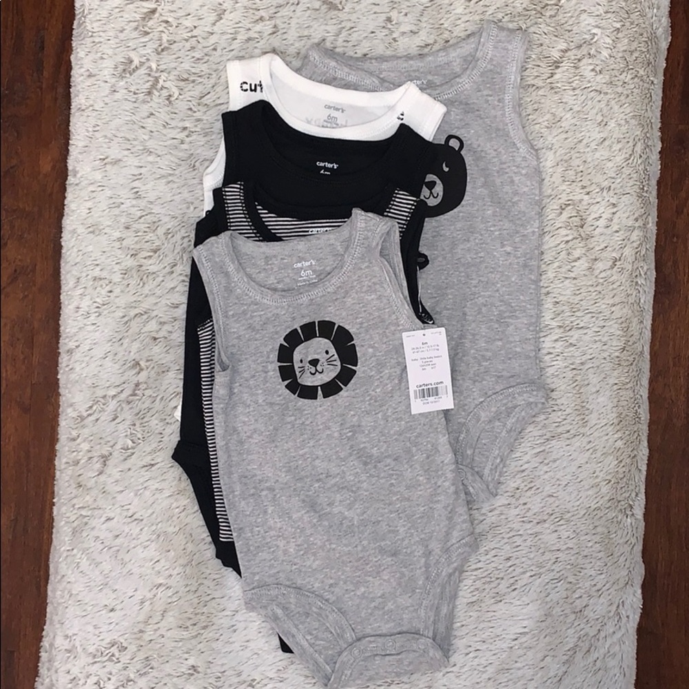 5 Black White sleeveless onesie set